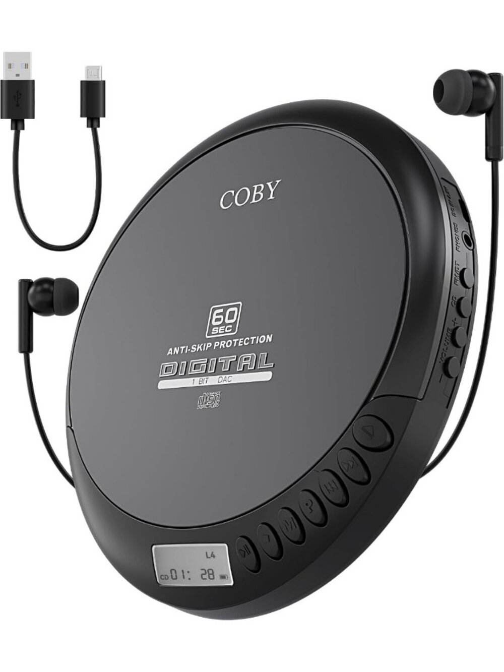 Portable CD Player with Anti-Skip, FM Radio & Car Compatibility - Music on the